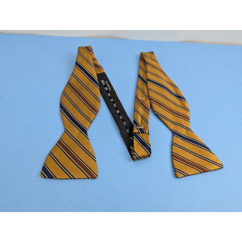 Vintage Jos A Bank 100% Silk Bow Tie Yellow Striped
